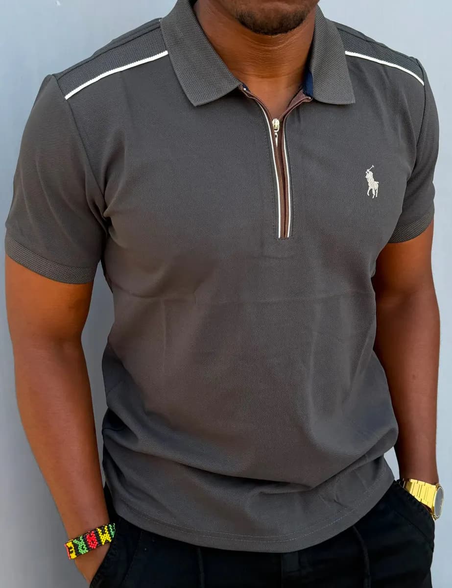 Polo Ralph Lauren Polo Shirt in Charcoal Grey - side view