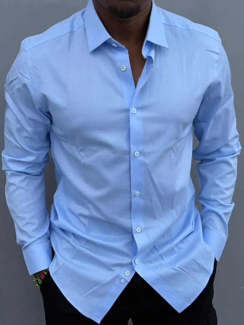 Long-Sleeve Shirt in Blue 4 - side view
