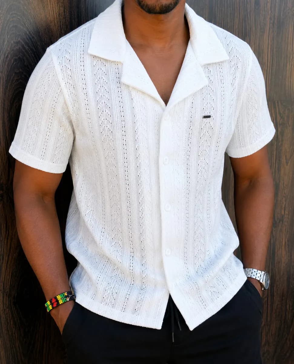 Cuban Collar Shirt in White