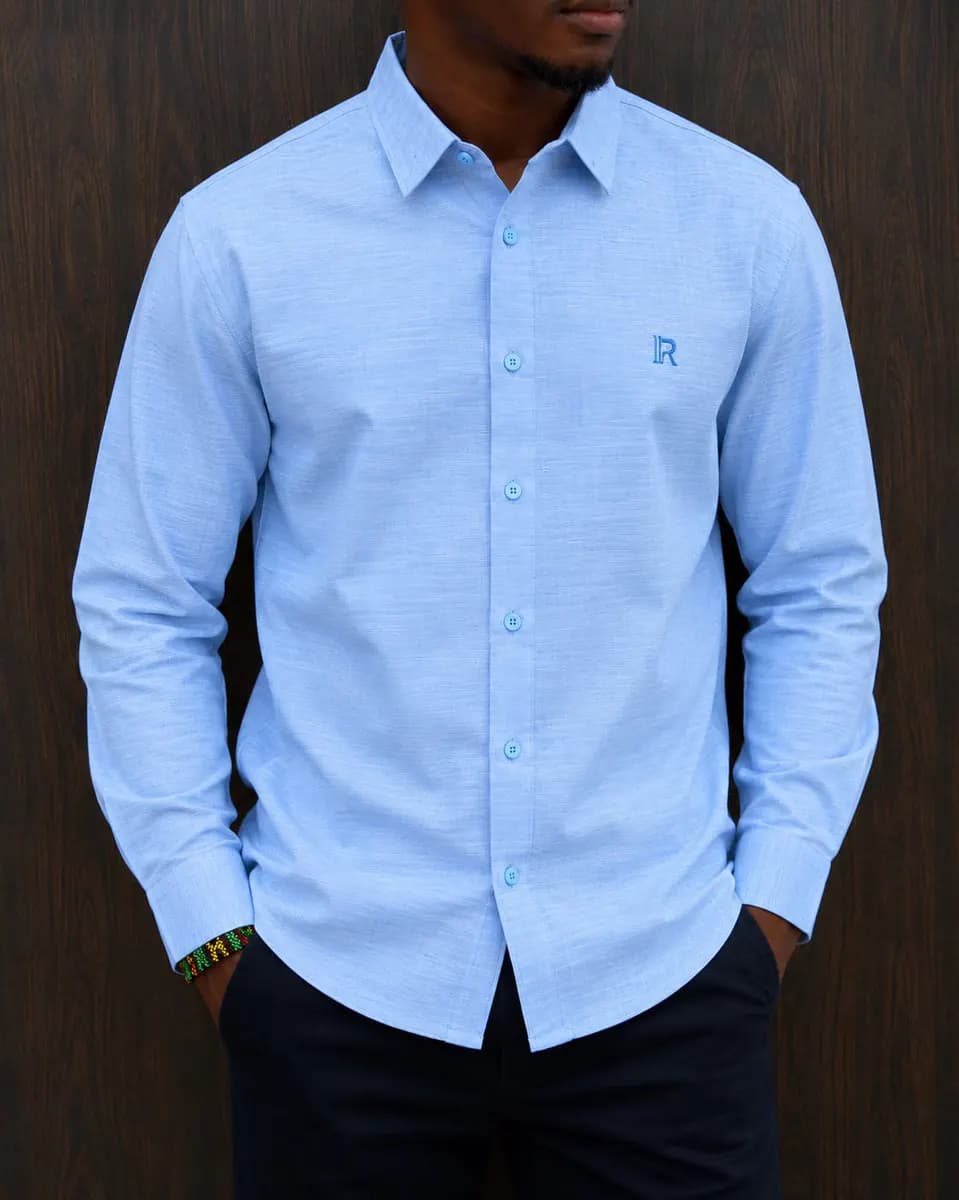 Long-Sleeve Shirt in Blue 9 - side view