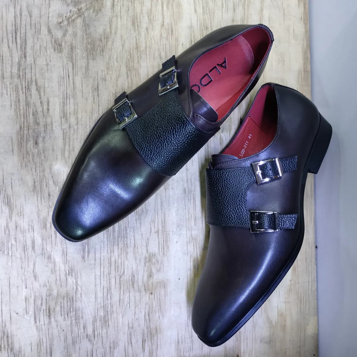 Monk Strap Shoe in Double Brown - side view