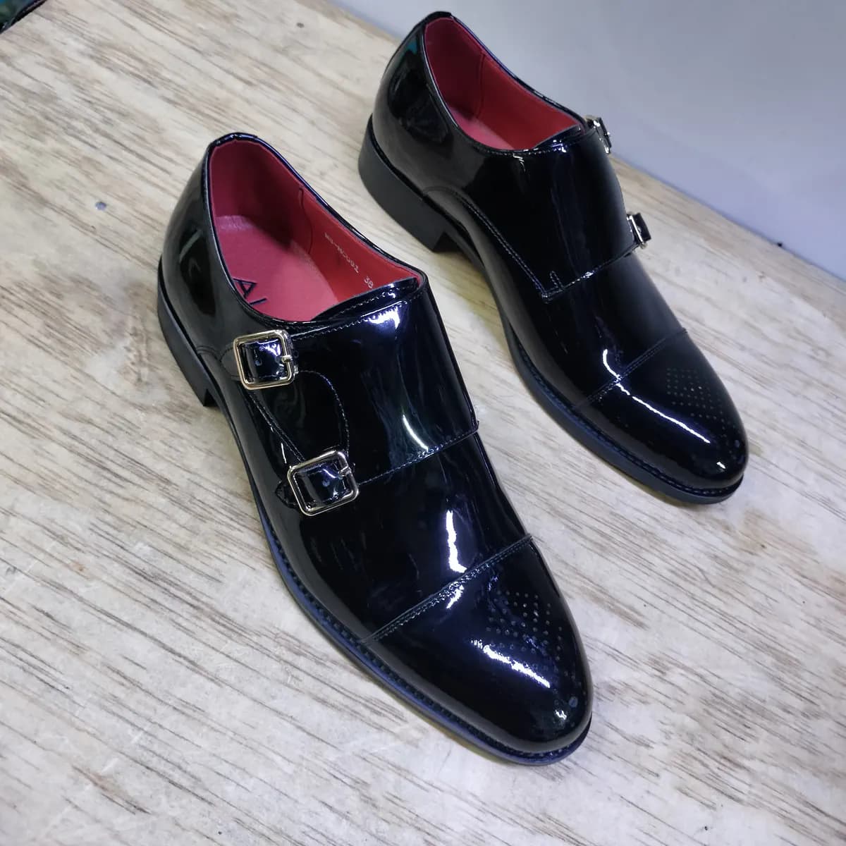 Monk Strap Shoe in Double Black 4 - side view