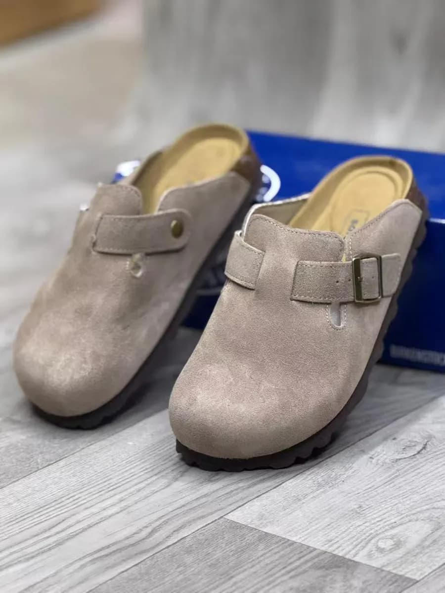 Buckle Sandal in Taupe - side view