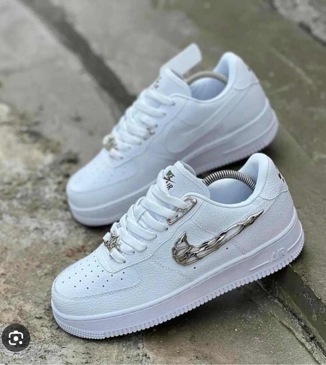Nike Air Force 1 in Silver - side view