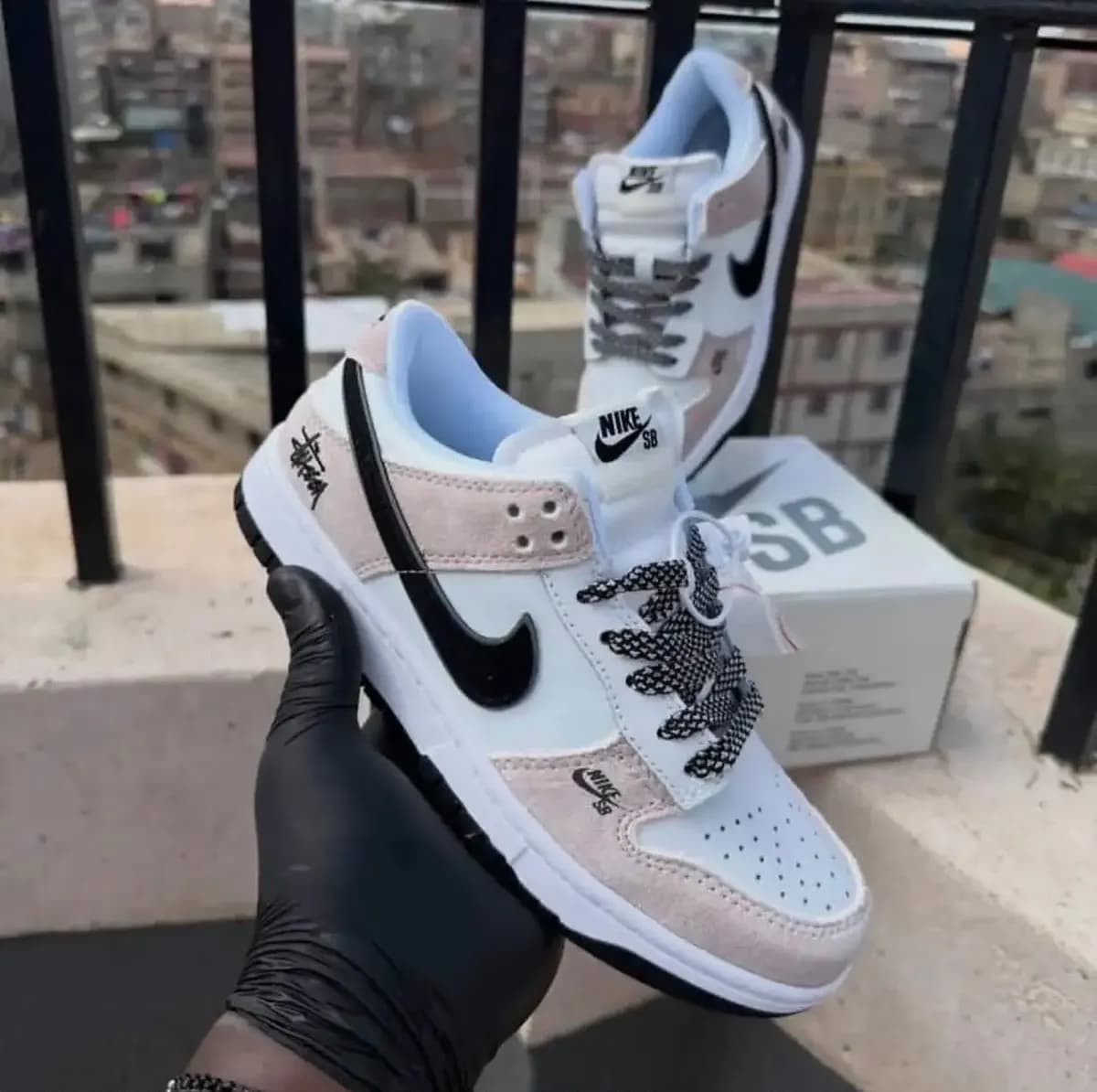 Nike SB Dunk Low in White - side view