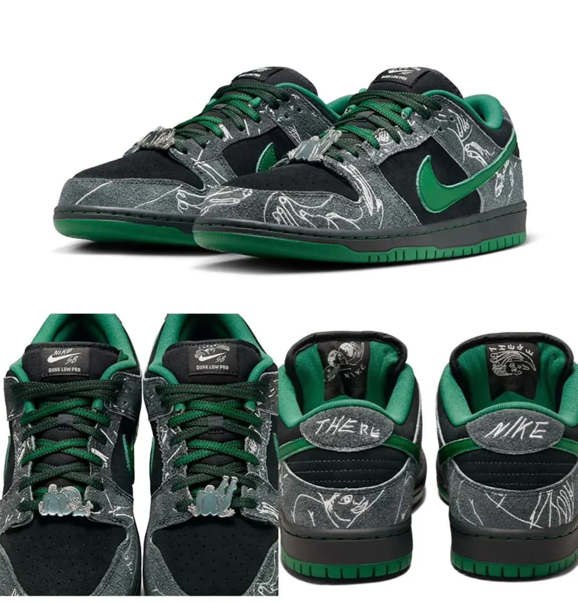 Nike SB Dunk Low in Black - side view