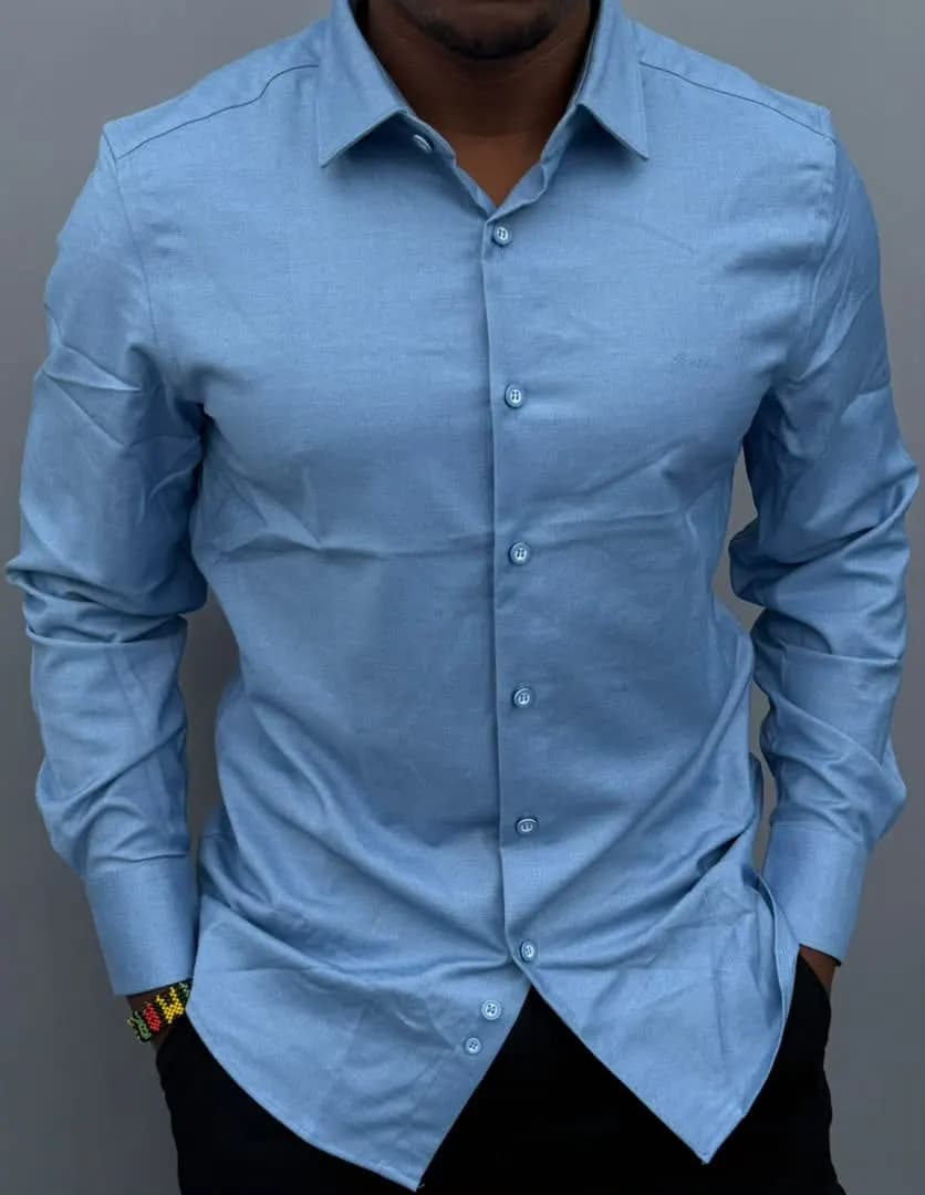 Boss Long-Sleeve Shirt in Blue 2 - side view
