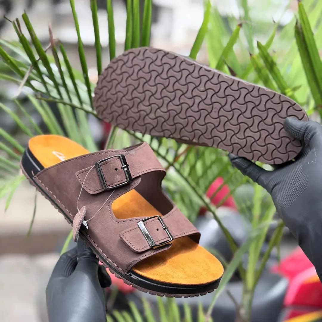 Clarks Buckle Sandal in Brown 3 - side view