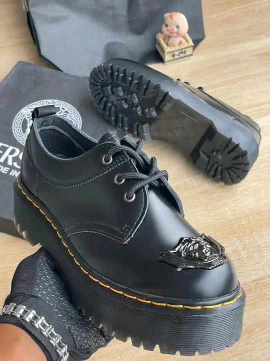 Versace Black Platform Oxford Shoes