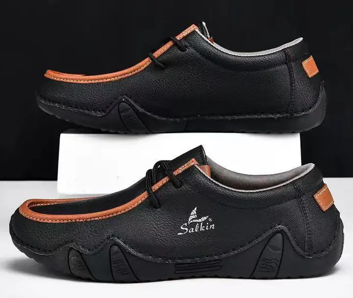 Salkin Black Leather Casual Shoes