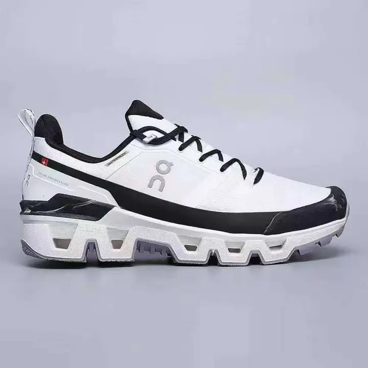 On Cloud Waterproof White Black Running Shoes