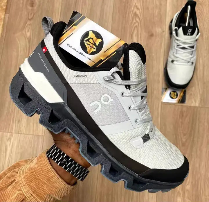 On Cloud Waterproof White Black Sneakers