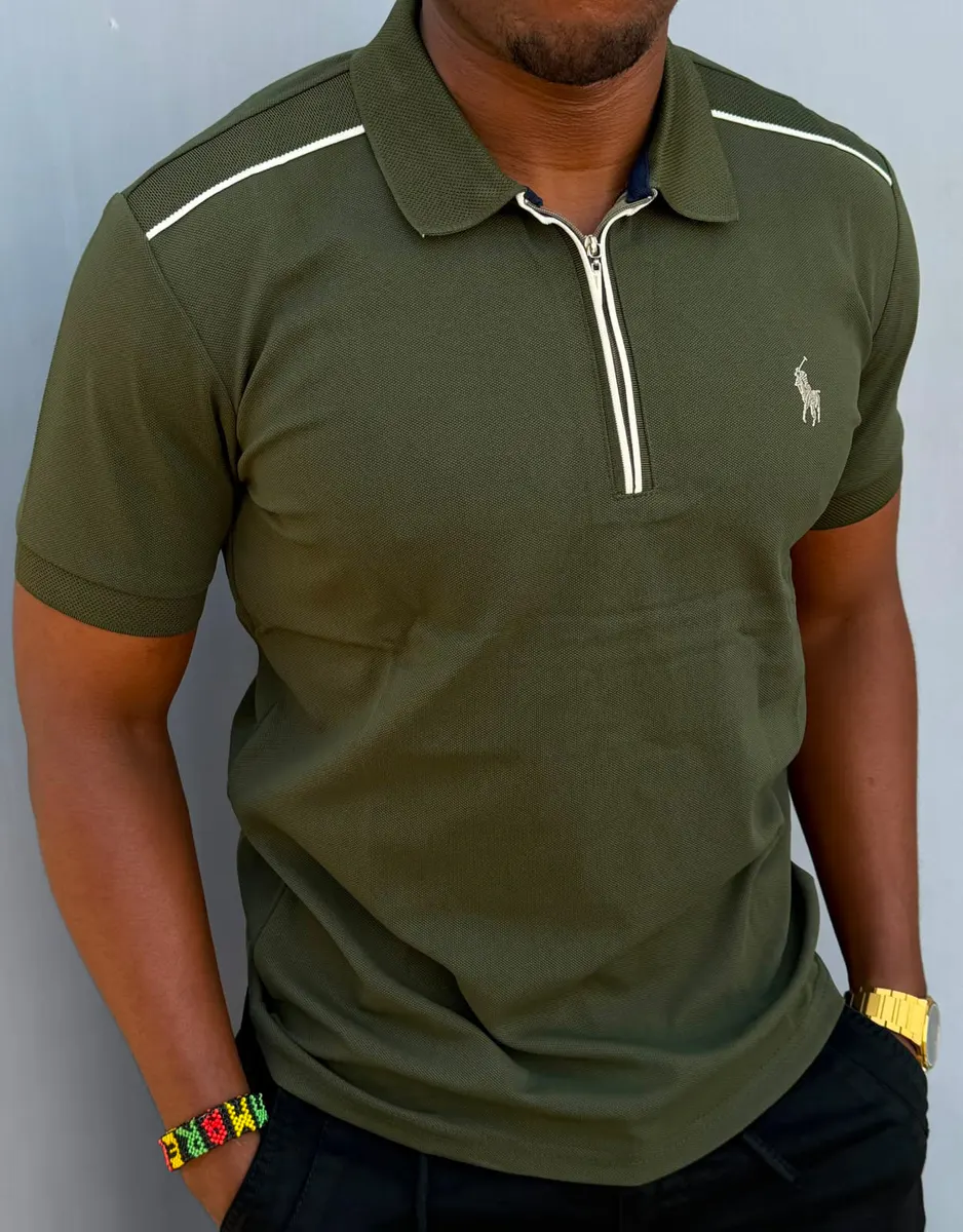Ralph Lauren Olive Zip Polo