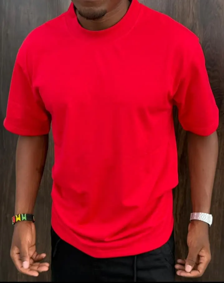 Red Mock Neck T-Shirt