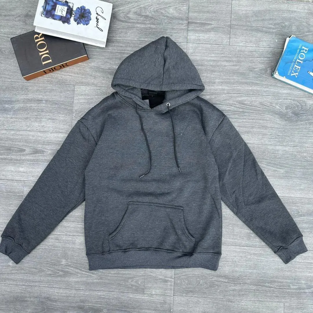 Dark Grey Cotton Fleece Hoodie
