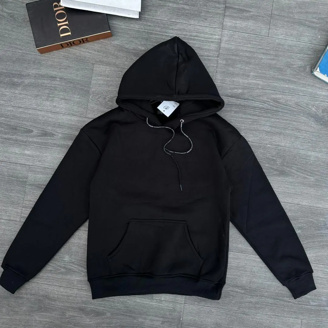 Classic Black Cotton Hoodie