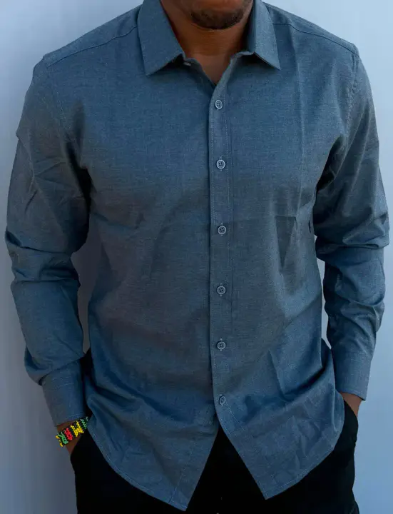 Men's Slate Blue Long-Sleeved Shirt