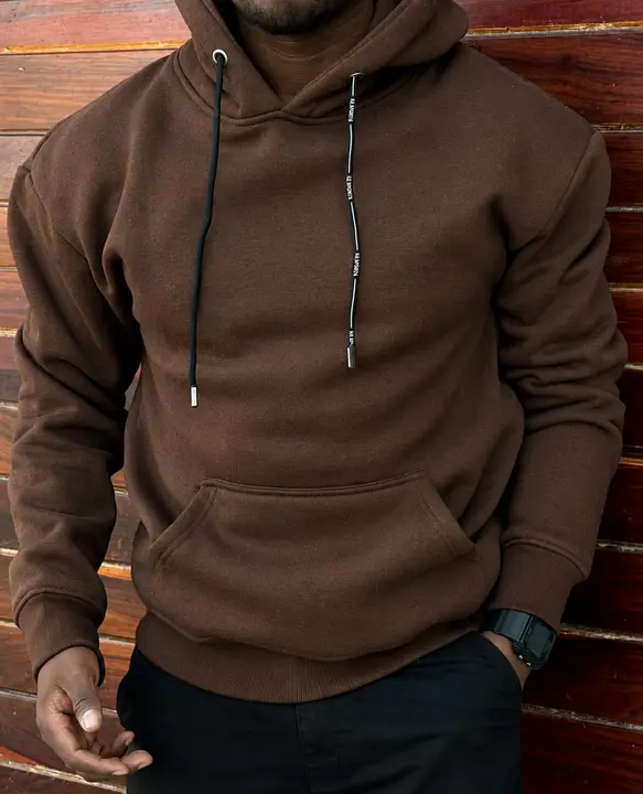 Brown Cotton Pullover Hoodie