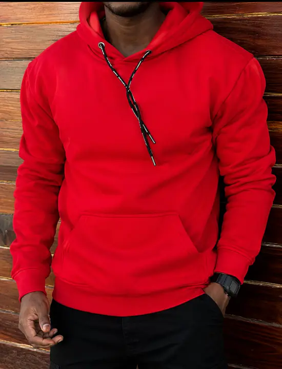Vibrant Red Cotton Pullover Hoodie