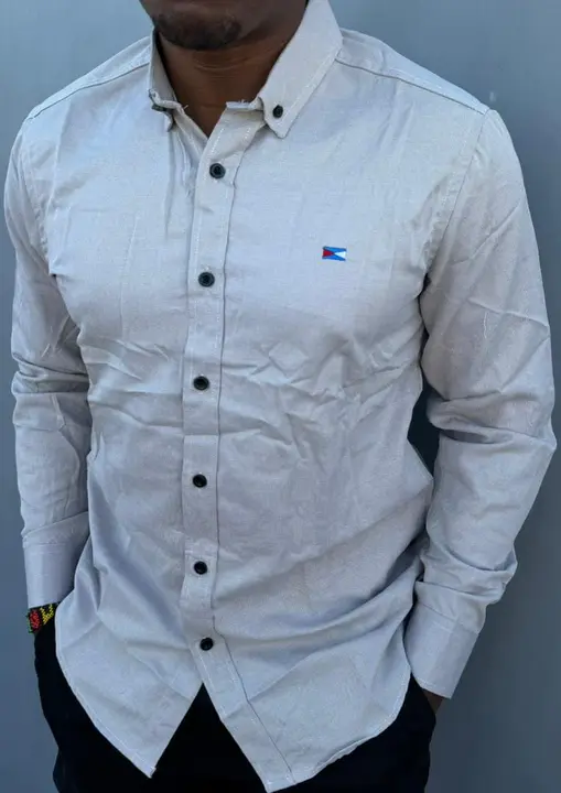 Grey Long-Sleeved Button-Down Casual Shirt