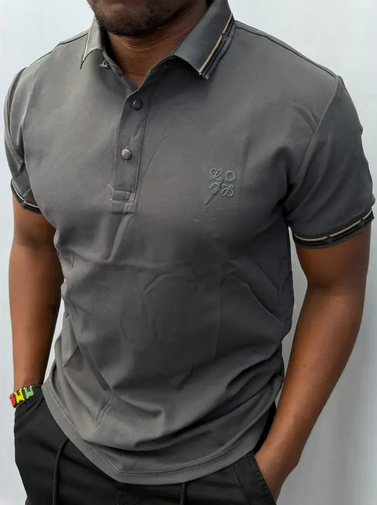 Grey Loewe Men Short-Sleeve Polo Shirt