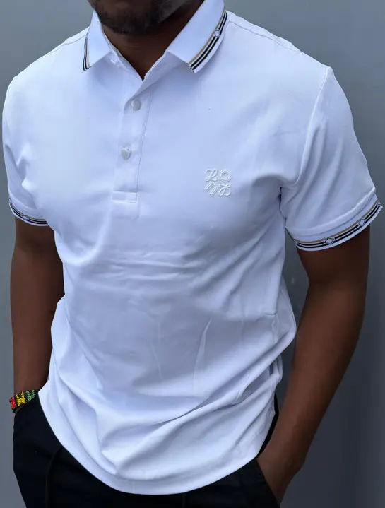 Loewe White Striped Collar Polo Shirt