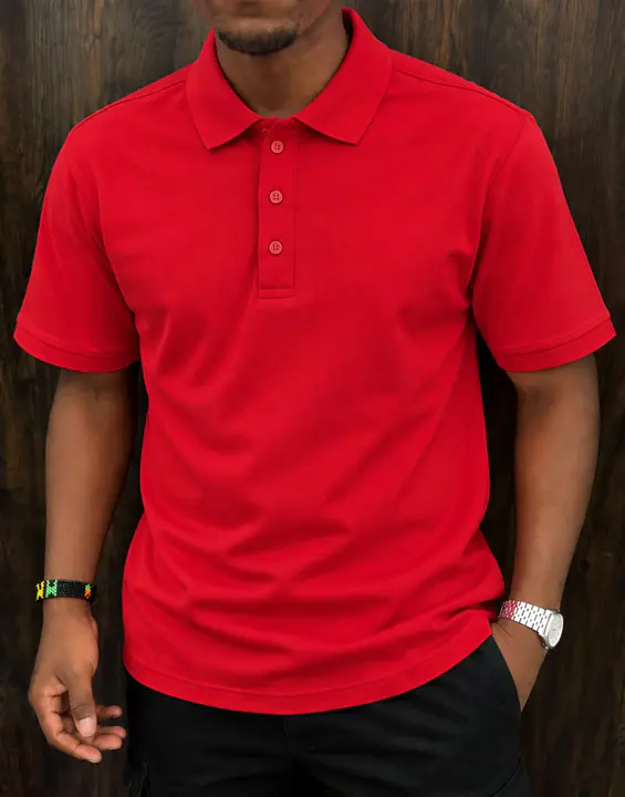 Bright Red Short-Sleeved Polo Shirt