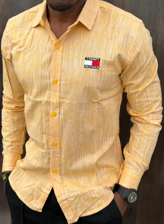 Tommy Hilfiger Yellow Linen Long-Sleeved Shirt
