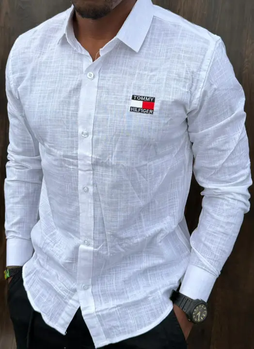 Tommy Hilfiger White Linen Long-Sleeved Shirt
