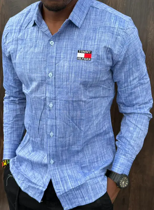 Tommy Hilfiger Light Blue Linen Long-Sleeved Shirt