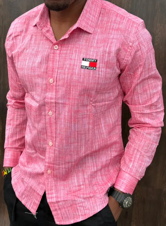 Tommy Hilfiger Pink Linen Long-Sleeved Shirt