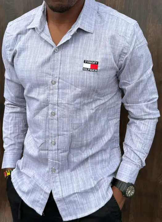 Tommy Hilfiger Linen Light Grey Shirt