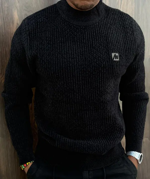 Black Ribbed Mock Neck Sweater