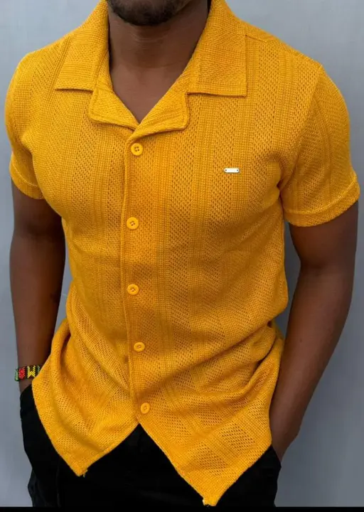 Yellow Knitted Short-Sleeve Polo Shirt