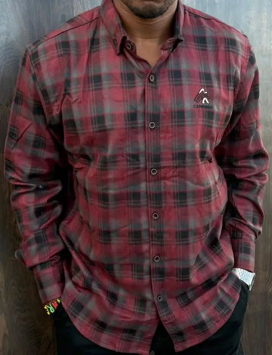 Red Plaid Long-Sleeved Casual Shirt
