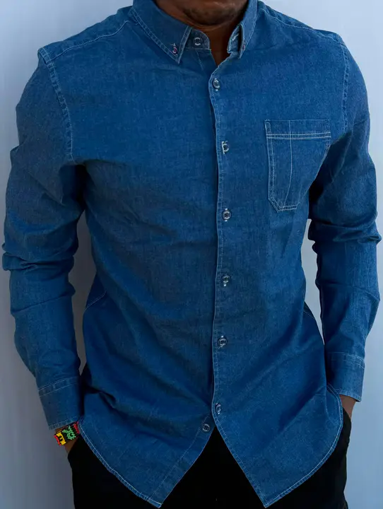 Blue Denim Long-Sleeved Shirt
