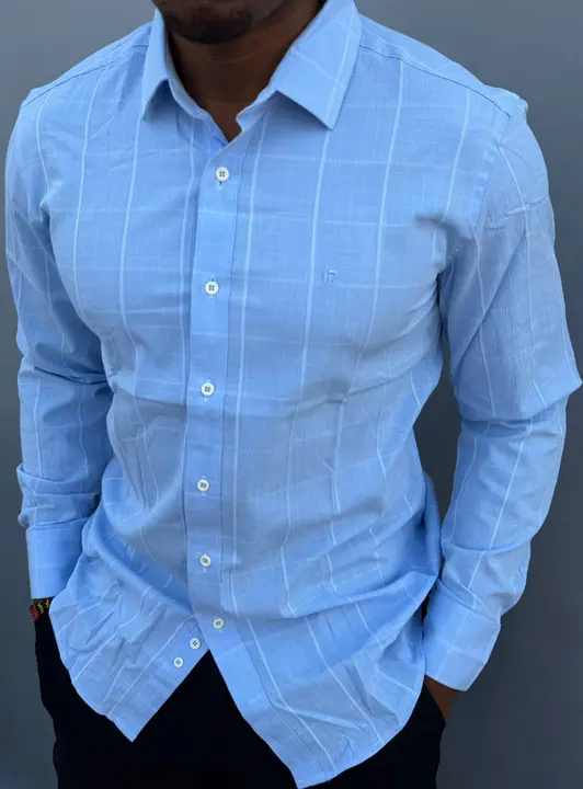 Sky Blue Checked Long-Sleeved Shirt