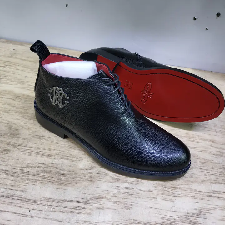 Black Pebbled Leather Official Boots