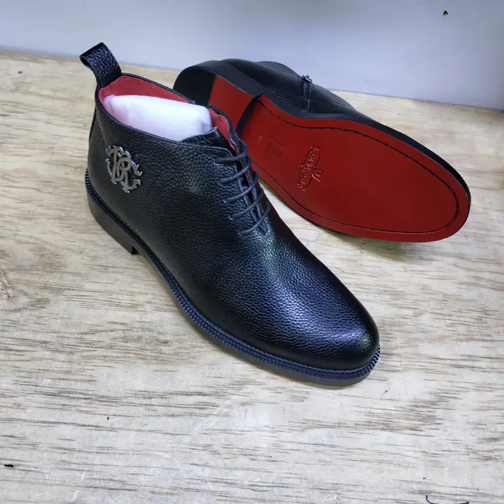 Black Pebbled Leather Official Boots