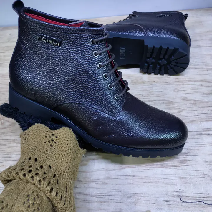 Fendi Leather Ankle Boots Brown