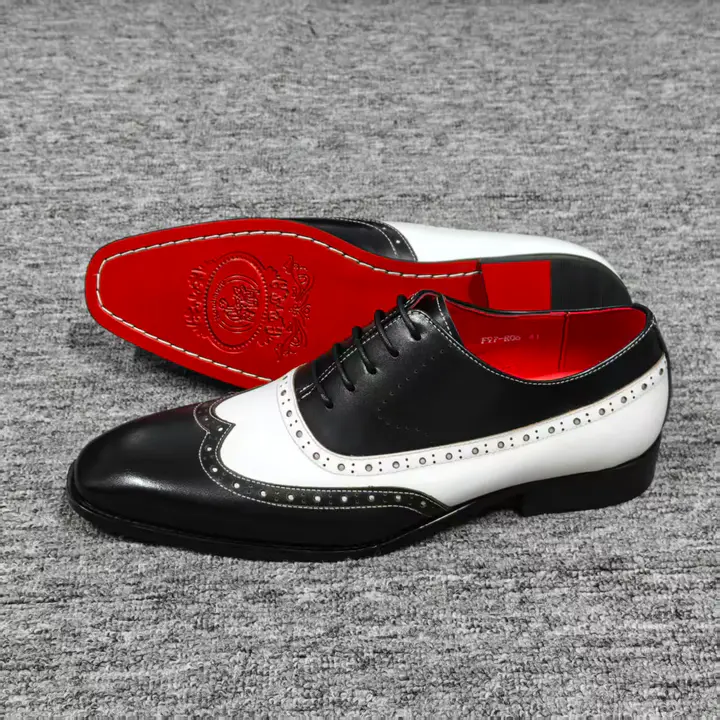 Black and White Wingtip Brogue Shoes