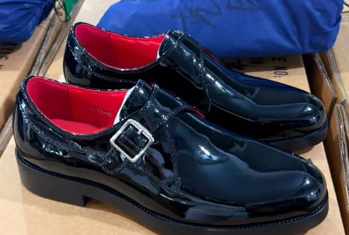 Black Patent Leather Monk Strap Shoes