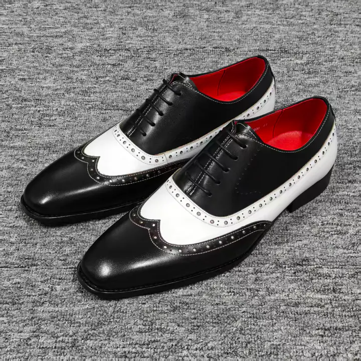 Black And White Brogue Oxford Shoes