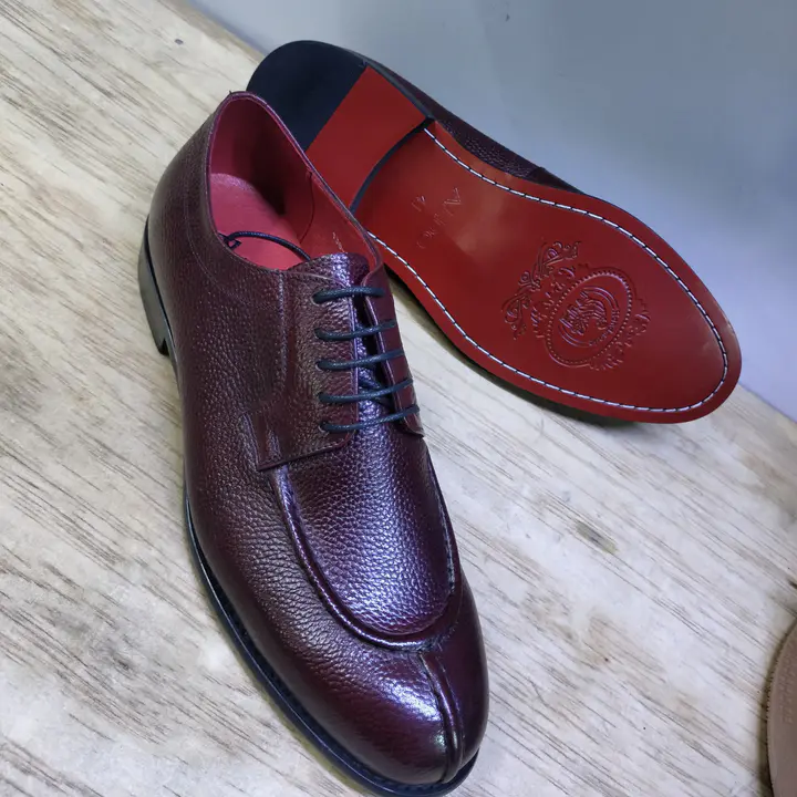 Burgundy Pebble-Grain Official Derby Shoes