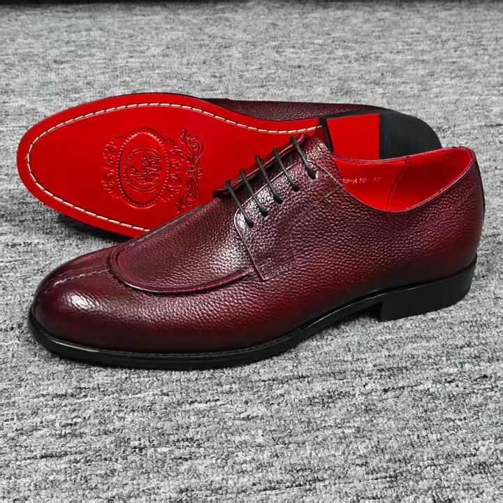Burgundy Pebble-Grain Leather Official Shoes