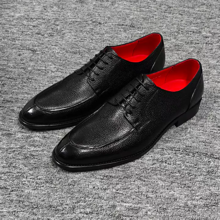 Black Pebbled Leather Official Shoes