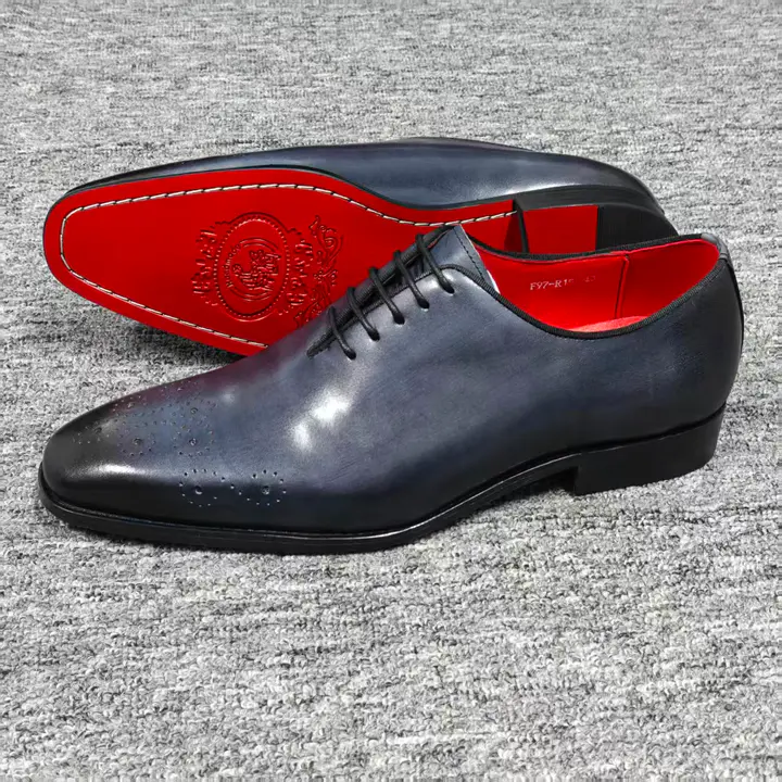 Blue Leather Brogue Official Shoes