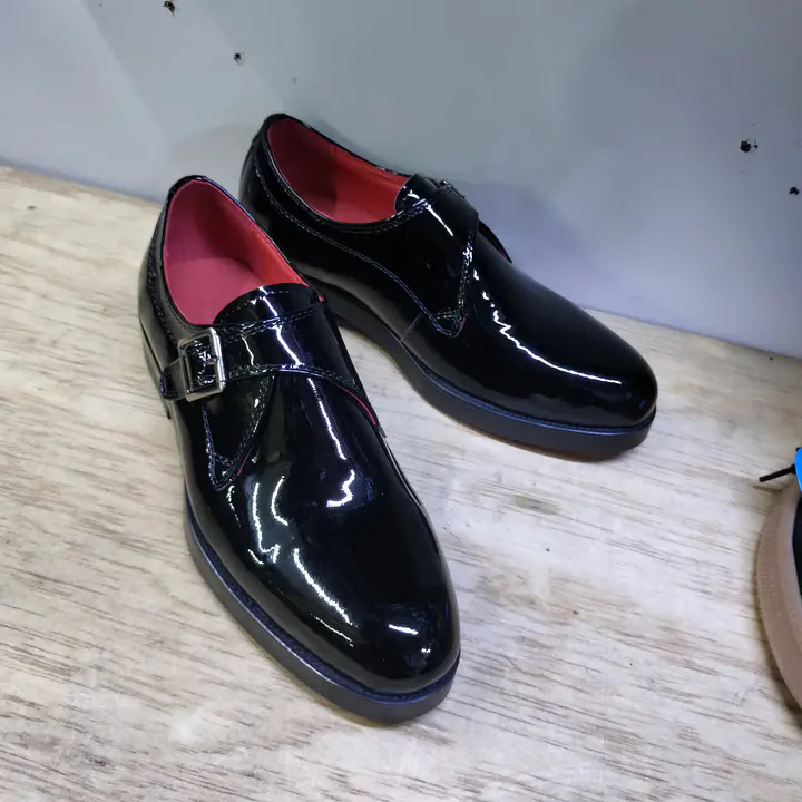Black Patent Leather Monk Strap Shoes