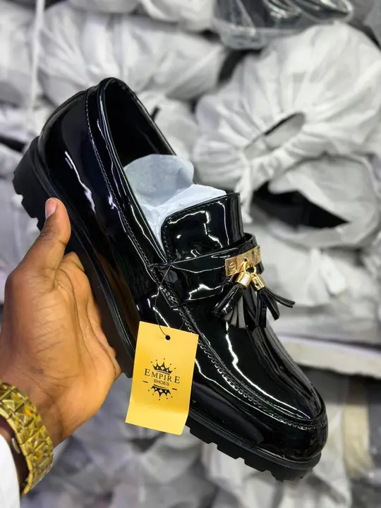 Empire Patent Leather Tassel Loafers Black