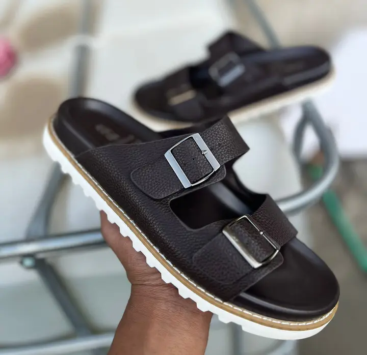 Dark Brown Double Buckle Sandals